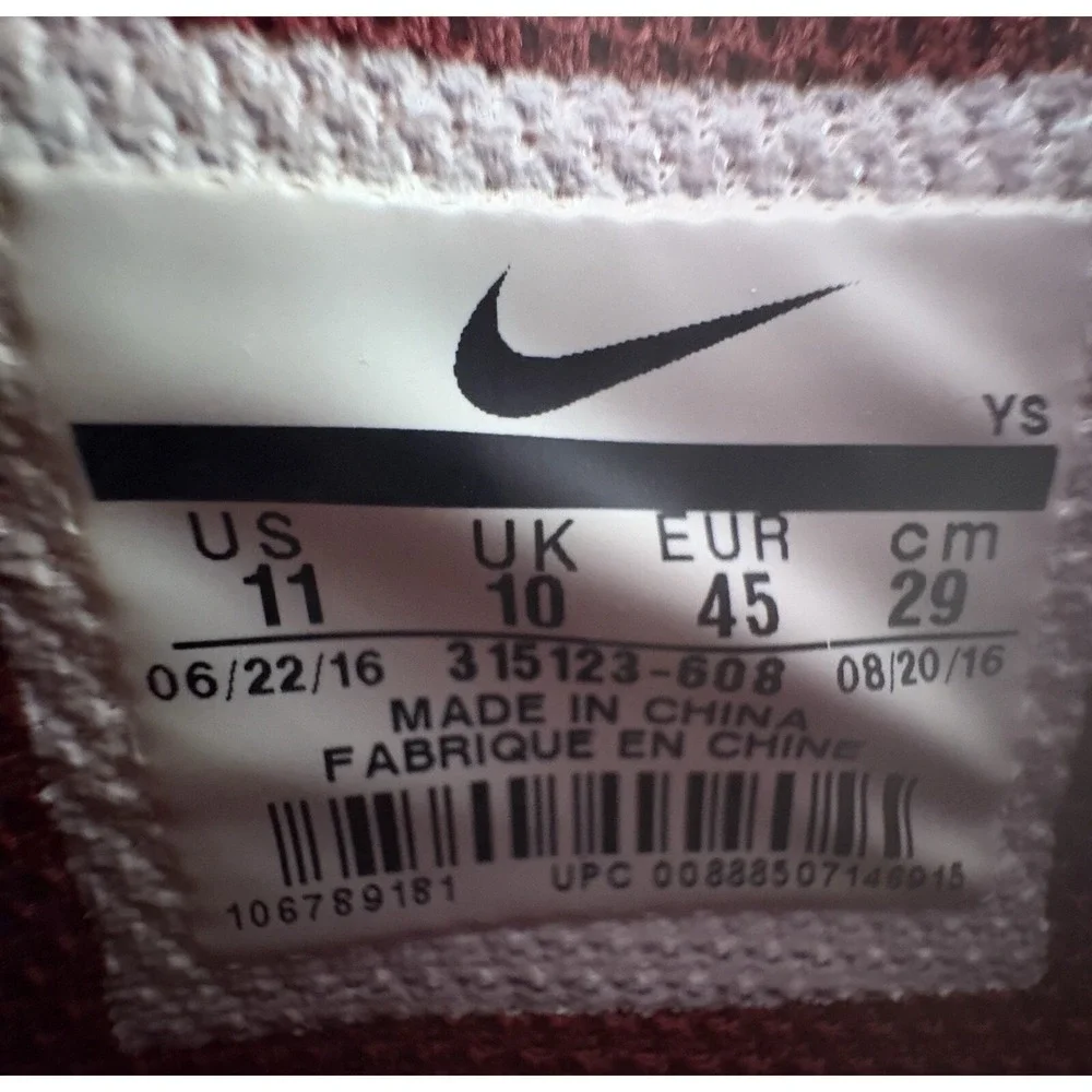 Nike Air Force 1 Men's Size  11  ( 315123-608 ‎ ) red white gum bottom EUC